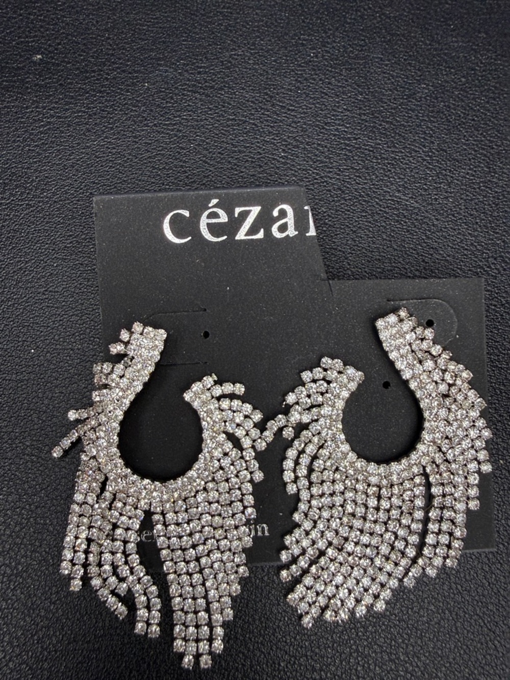 cézanne Silver Crystal Fringe Hoop Earrings